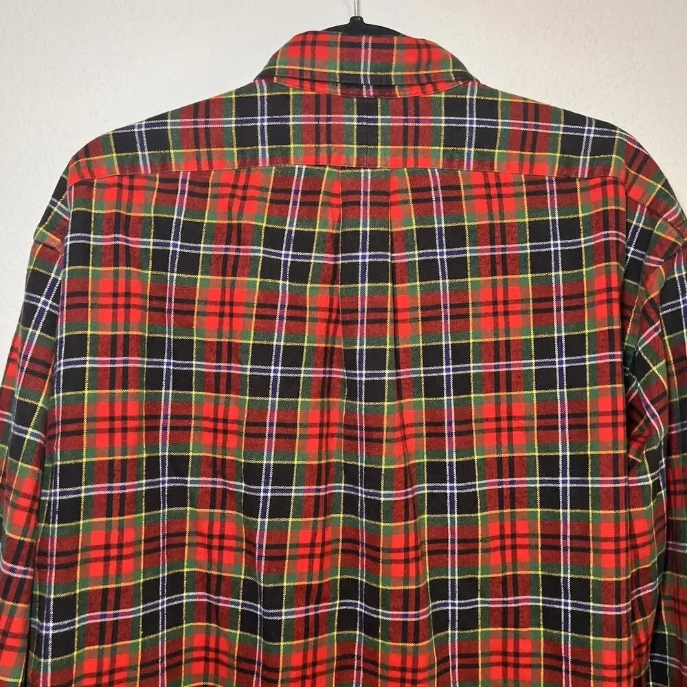 Ralph Lauren Blake Flannel Shirt Men’s Size L Red Plaid 100% Cotton Classic VTG